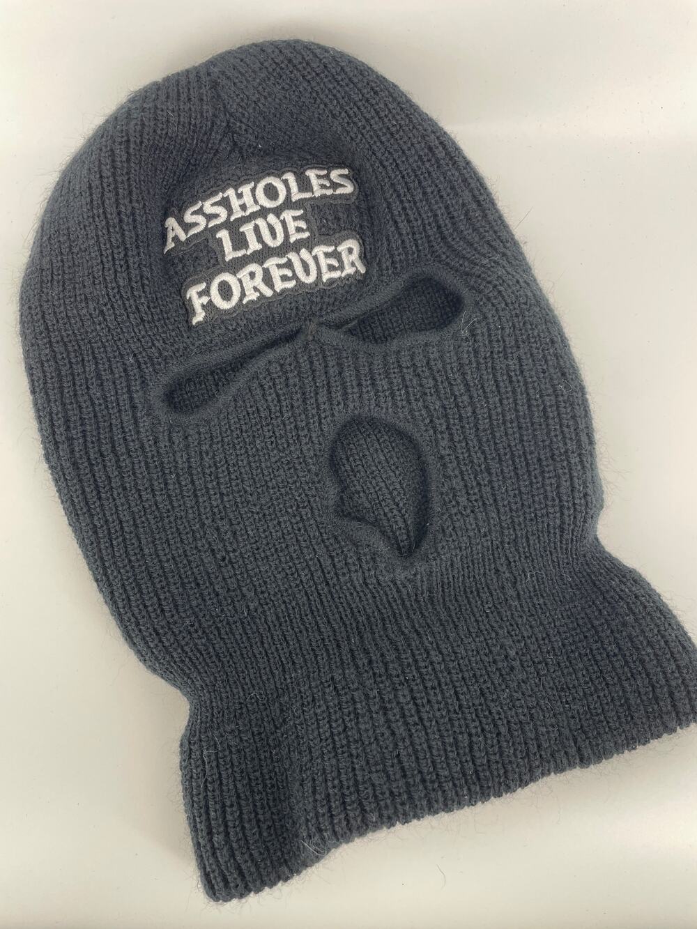 A**holes Live Forever full face cover black beanie